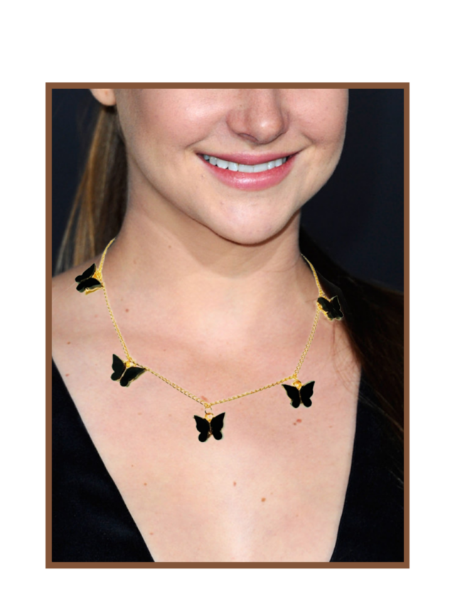 Multipendant Black Butterfly Necklace Jewelry