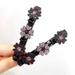 Colorful crystal clover hair clip
