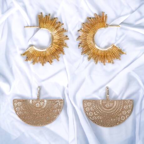 Sun Burst and Half Moon Earrings